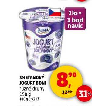 SMETANOVÝ JOGURT BONI různé druhy, 150 g