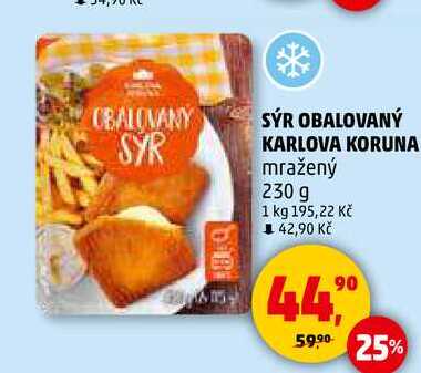 SÝR OBALOVANÝ KARLOVA KORUNA mražený, 230 g 