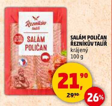 SALÁM POLIČAN ŘEZNÍKŮV TALÍŘ krájený, 100 g 
