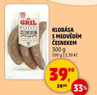 KLOBÁSA S MEDVĚDÍM ČESNEKEM, 300 g 