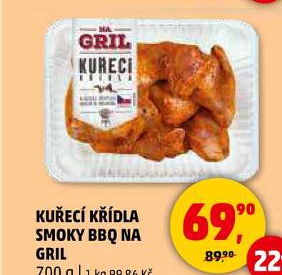 KUŘECÍ KŘÍDLA SMOKY BBQ NA GRIL, 700 g