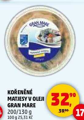 KOŘENĚNÉ MATJESY V OLEJI GRAN MARE, 200/130 g