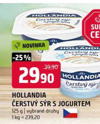 Hollandia čerstvý sýr s jogurtem 125 g vybrané druhy 