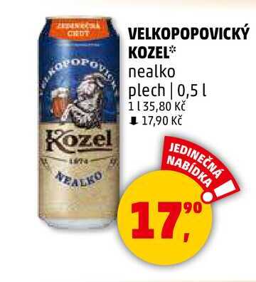 VELKOPOPOVICKÝ KOZEL nealko plech, 0,5 l 