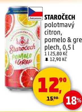 STAROČECH polotmavý citron, 0,5 l 