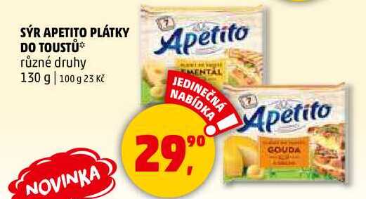 SÝR APETITO PLÁTKY DO TOUSTŮ různé druhy, 130 g  