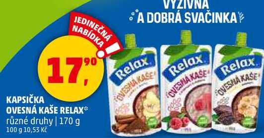 KAPSIČKA OVESNÁ KAŠE RELAX různé druhy, 170 g