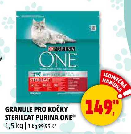 GRANULE PRO KOČKY STERILCAT PURINA ONE, 1,5 kg  