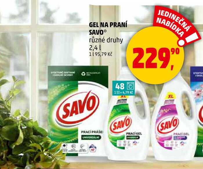 GEL NA PRANÍ SAVO různé druhy, 2,4 l 