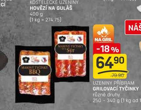  LGRILOVACÍ TYČINKY různé druhy 250-340 g