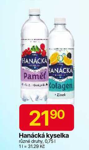Hanácká kyselka různé druhy, 0,75l
