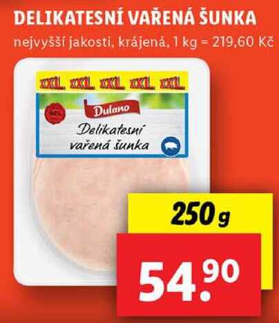 DELIKATESNÍ VAŘENÁ ŠUNKA, 250 g