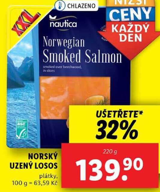 NORSKÝ UZENÝ LOSOS, 220 g