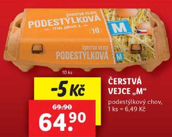 ČERSTVÁ VEJCE ,,M" podestýlkový chov, 10 ks