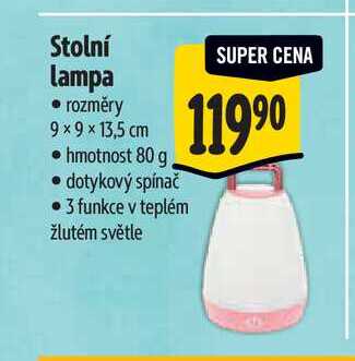 Stolní lampa rozměry 9 × 9 × 13,5 cm 