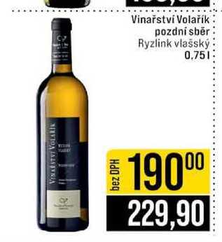 Vinařství Volařík pozdní sběr Ryzlink vlašský 0,75l