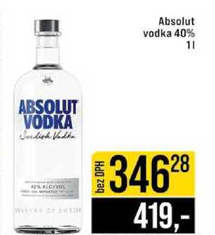 Absolut vodka 40% 1l