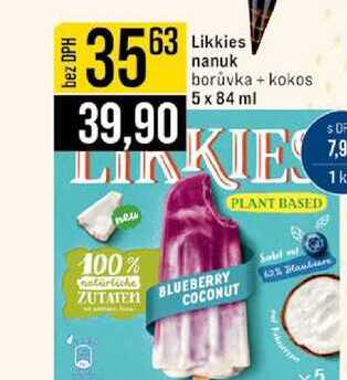 Likkies nanuk borůvka + kokos 5 x 84 ml