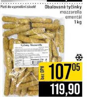 Obalované tyčinky mozzarella ementál 1kg 