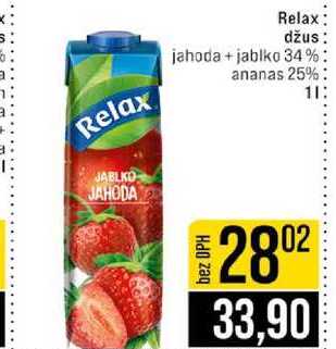Relax džus jahoda + jablko 34% ananas 25% 1l