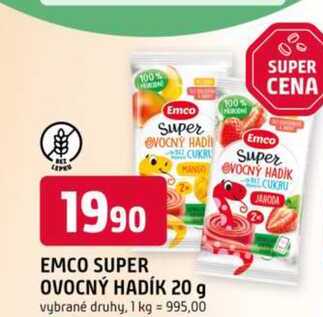 Emco super ovocný hadík 20g