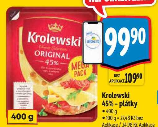 Krolewski 45% - plátky, 400 g