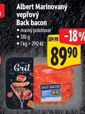 Albert Marinovaný vepřový Back bacon, 310 g