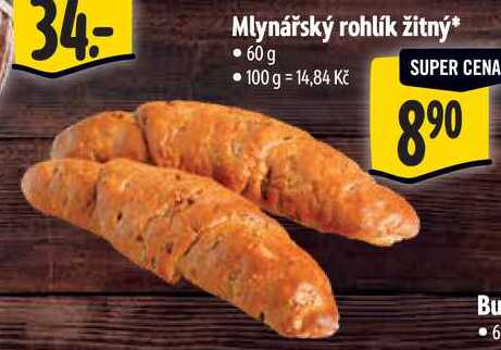 Mlynářský rohlík žitný, 60 g