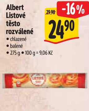 Albert Listové těsto rozválené, 275 g