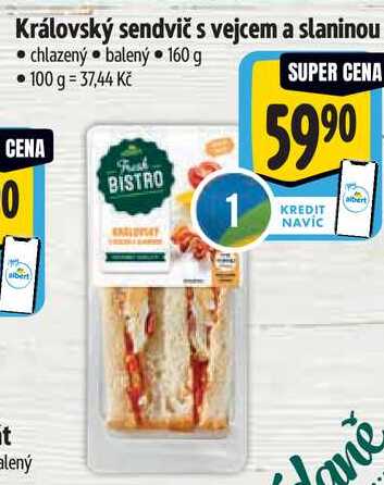 Královský sendvič s vejcem a slaninou, 160 g