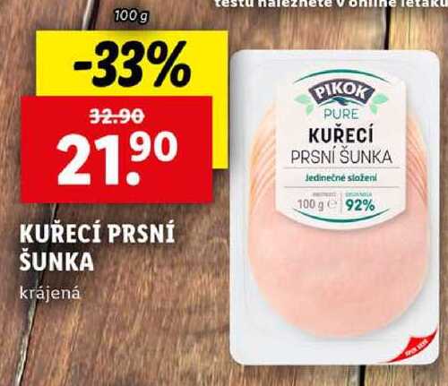 KUŘECÍ PRSNÍ ŠUNKA, 100 g