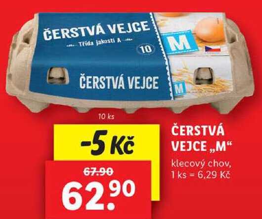 ČERSTVÁ VEJCE ,,M" klecový chov, 10 ks