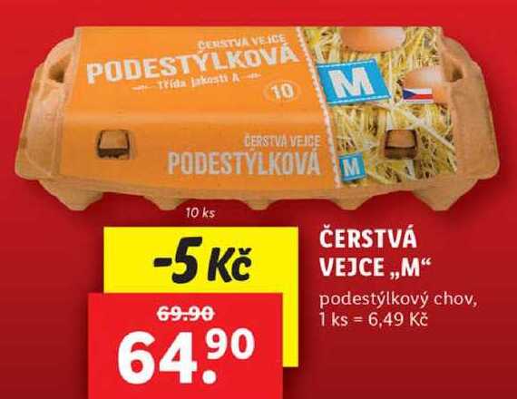ČERSTVÁ VEJCE ,,M" podestýlkový chov, 10 ks