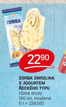 ZORBA ZMRZLINA S JOGURTEM ŘECKÉHO TYPU různé druhy 100ml