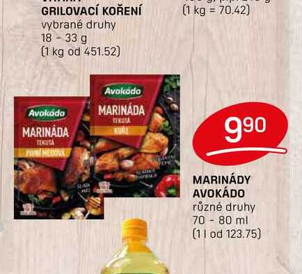 MARINÁDY AVOKÁDO různé druhy 70 - 80 ml 