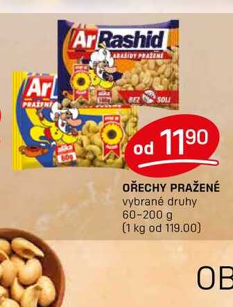 OŘECHY PRAŽENÉ vybrané druhy 60-200 g