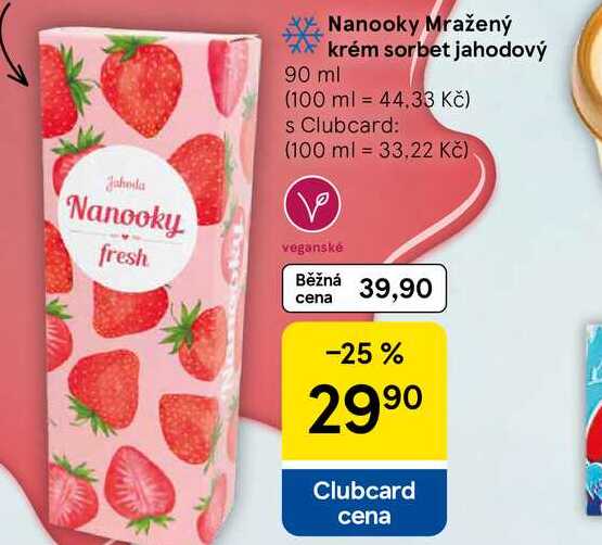 Nanooky Mražený krém sorbet jahodový, 90 ml  