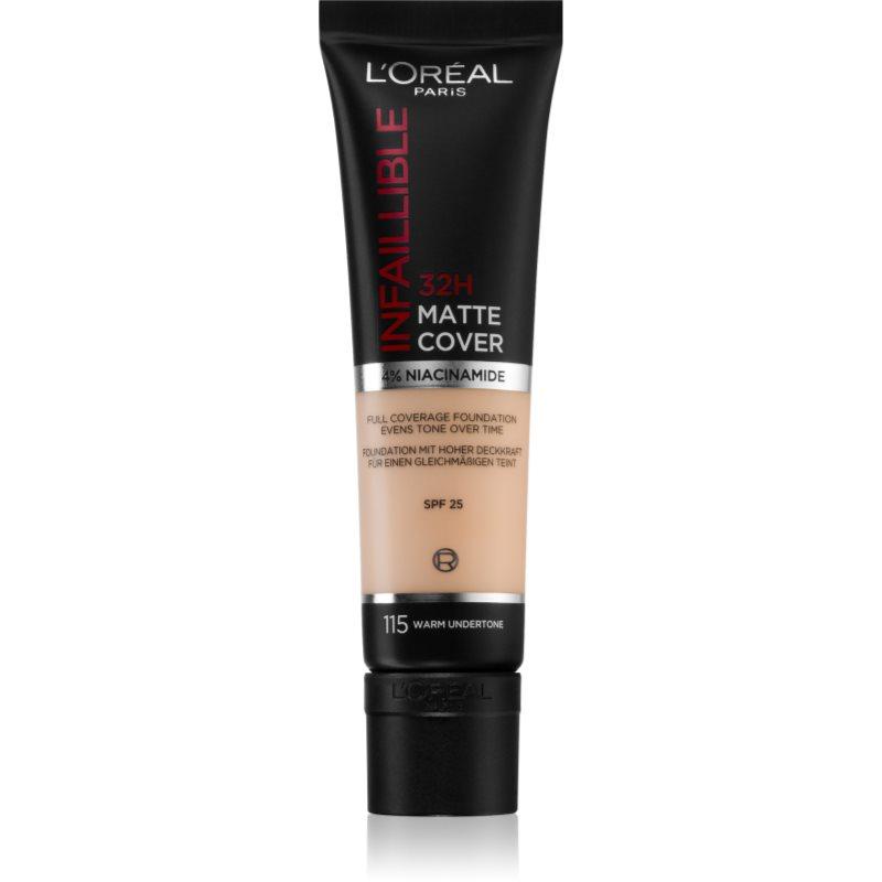 L’Oréal Paris Infallible 32H Matte Cover dlouhotrvající matující make-up SPF 25 odstín 115 (Warm Undertone) 30 ml