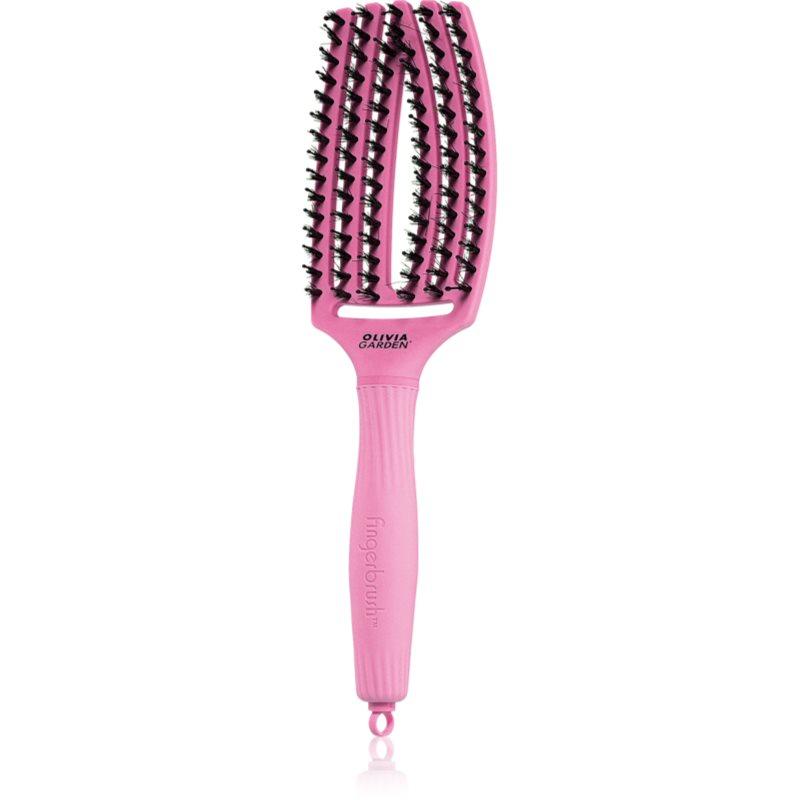 Olivia Garden Fingerbrush Boar & Nylon kartáč na vlasy s nylonovými a kančími štětinami Celestial Pink 1 ks