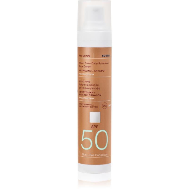 Korres Red Grape Sheer Glow opalovací krém pro rozjasnění pleti SPF 50 50 ml