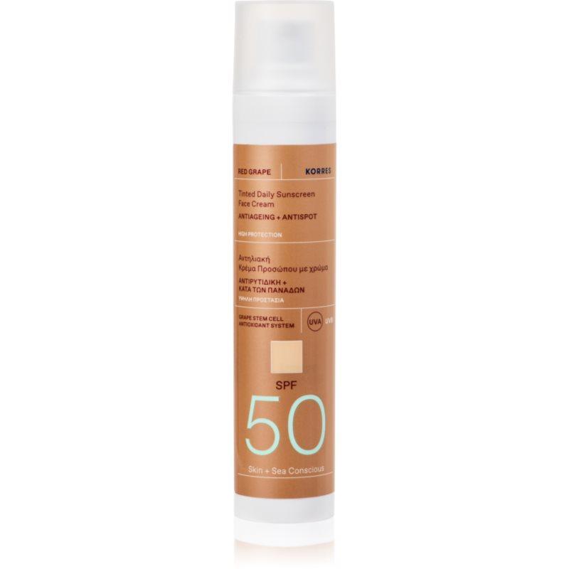 Korres Red Grape Tinted Daily Sunscreen tónovací opalovací krém pro sjednocení barevného tónu pleti SPF 50 50 ml