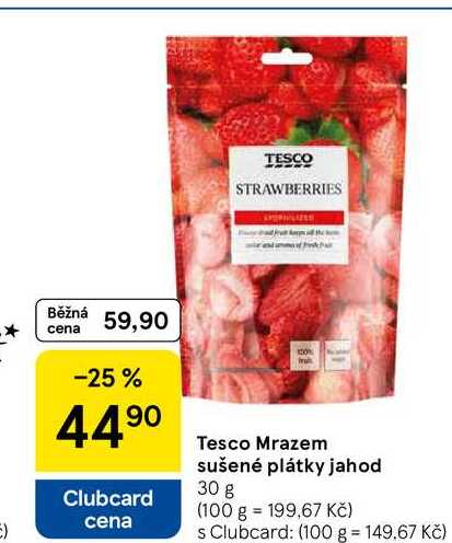 Tesco Mrazem sušené plátky jahod, 30 g  