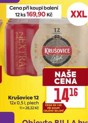 Krušovice 12 12x0,5 l, plech  