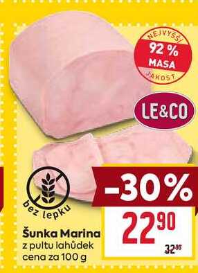 Šunka Marina z pultu lahůdek cena za 100 g