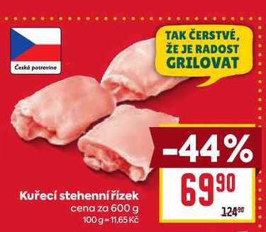 Kuřecí stehenní řízek cena za 600 g 