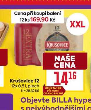 Krušovice 12 12x 0.5 I, plech 