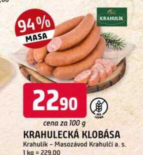 KRAHULECKÁ KLOBÁSA 100g