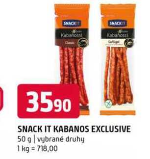 Snack it kabanos exclusive 50g vybrané druhy 