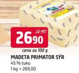 Madeta Primátor sýr 45% 100g