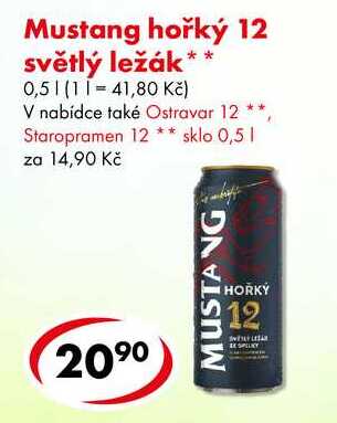 Mustang hořký 12 světlý ležák, 0,5 l